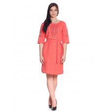 Embroidered dress "Peach Path"